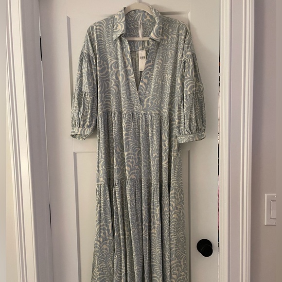 NWT By Anthropologie Printed Tiered Maxi Shirt Dress, size S - Picture 2 of 4